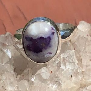 BOUTIQUE VIOLET FLAME OPAL 925 SILVER RING, SIZE 7